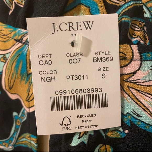 NWT J Crew Small Navy Blue Floral Ruffleneck Sleeveless Blouse - Picture 5 of 10